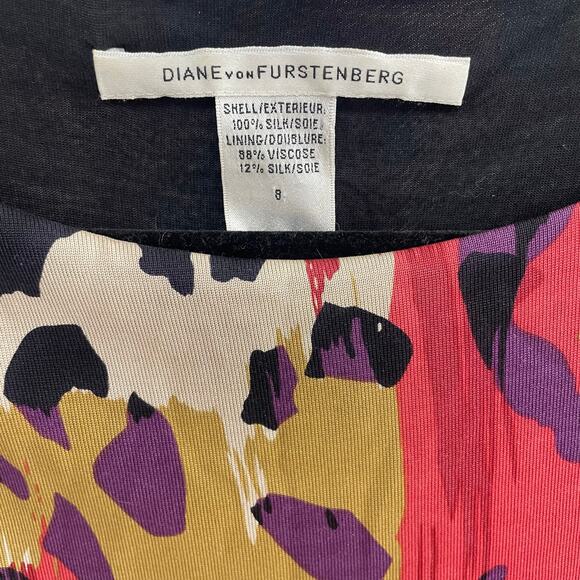 Diane von Furstenberg Pink Purple Animal Print Revelry Silk Dress Womens Size 8 - Picture 3 of 4